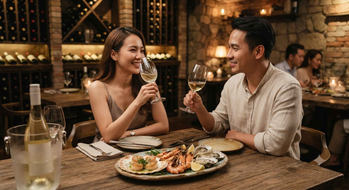 Nguyên tắc cốt lõi khi kết hợp hải sản với rượu vang